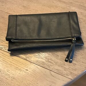 Sole Society Black Clutch with Gold Zipper